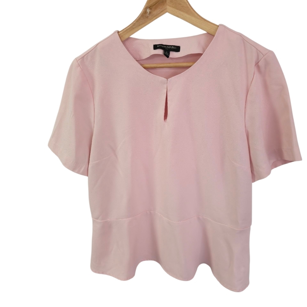 Banana Republic Women's Short Sleeve Pink Peplum Top Size Large